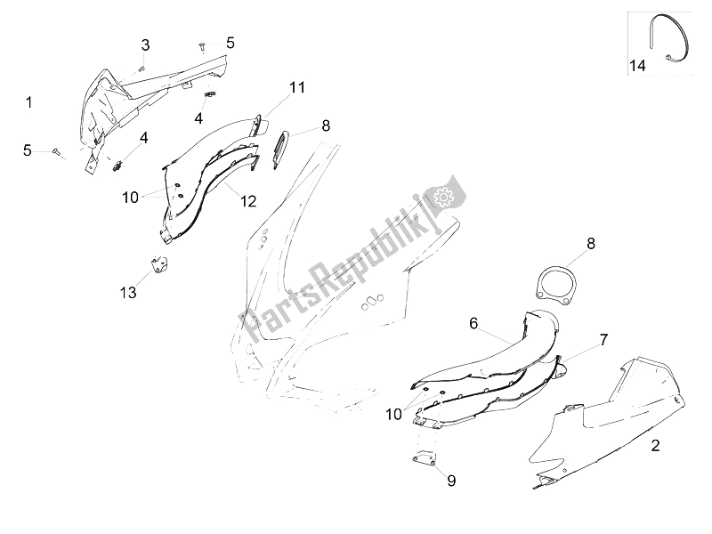 Todas as partes de Duto do Aprilia RSV4 RR Racer Pack 1000 2015