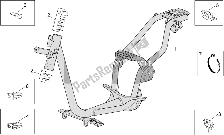 All parts for the Frame of the Aprilia Scarabeo 50 4T 4V E2 2010