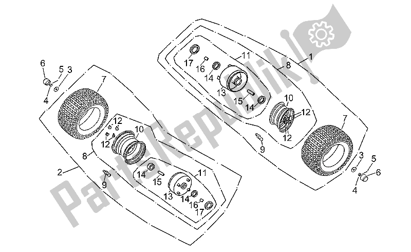 All parts for the Front Wheel of the Aprilia Quasar 125 180 2003