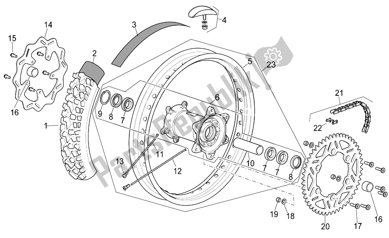 Toutes les pièces pour le Roue Arrière I du Aprilia RXV SXV 450 550 2008