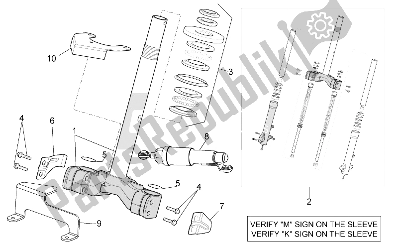 All parts for the Front Fork - Stem Base of the Aprilia Atlantic 500 2001