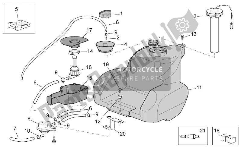 Alle onderdelen voor de Tank van de Aprilia Scarabeo 50 4T 4V 2014