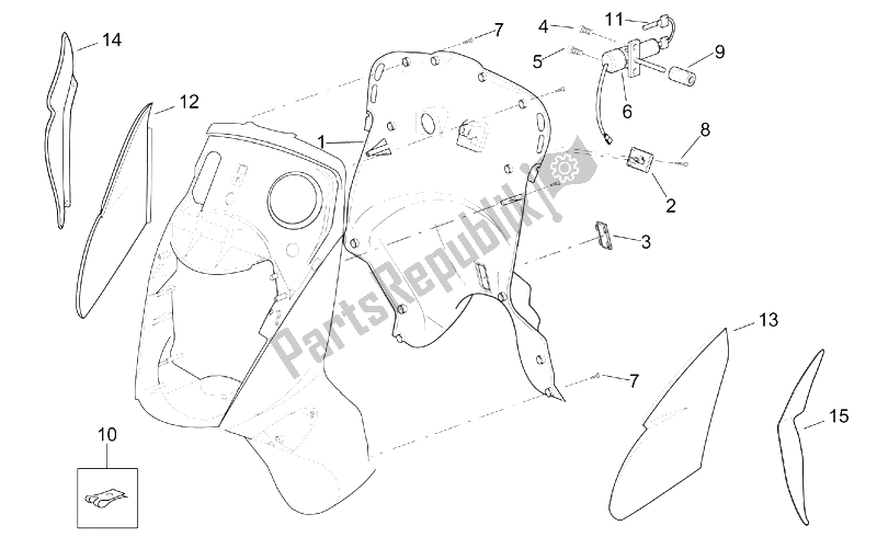 All parts for the Front Body - Internal Shield of the Aprilia Leonardo 250 ST ENG Yamaha 2001