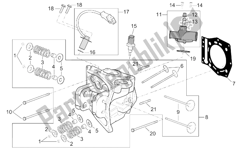 All parts for the Cylinder Head of the Aprilia Atlantic 500 2001