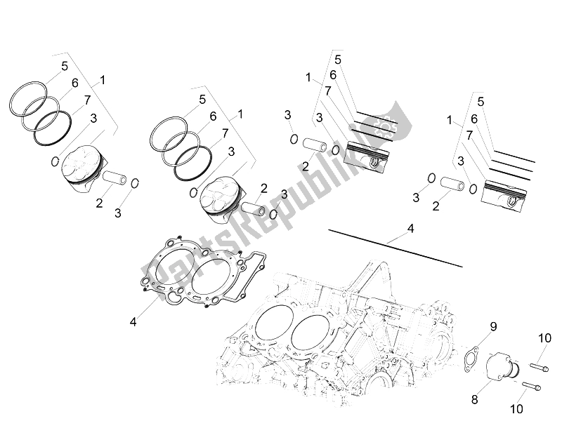 All parts for the Cylinder - Piston of the Aprilia RSV4 RR USA 1000 2016