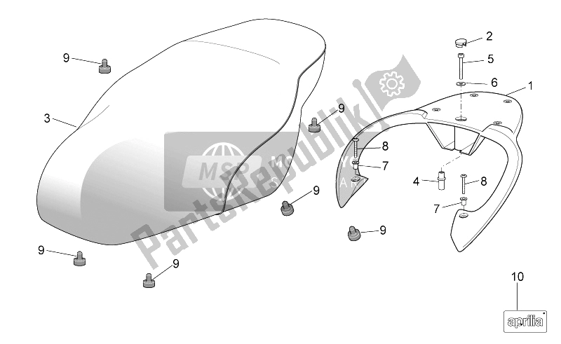 Tutte le parti per il Sedile - Vettore del Aprilia Scarabeo 100 4T E3 NET 2009