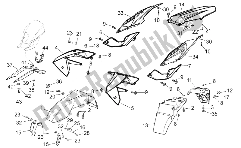 Tutte le parti per il Corpo del Aprilia RX SX 50 2006