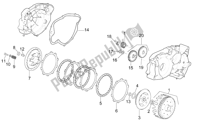 All parts for the Clutch of the Aprilia MX 50 2002