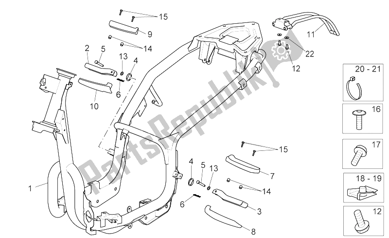 Todas as partes de Quadro, Armação do Aprilia Sport City 125 200 250 E3 2006