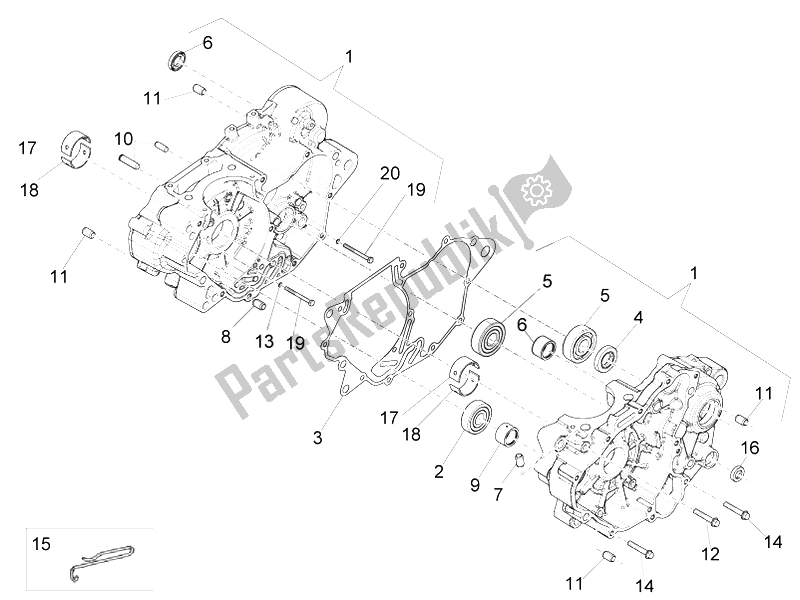 All parts for the Crankcases I of the Aprilia RS4 125 4T 2014