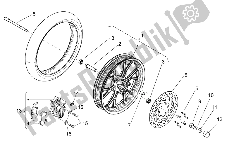 All parts for the Front Wheel Ii of the Aprilia SX 50 Limited Edition 2014