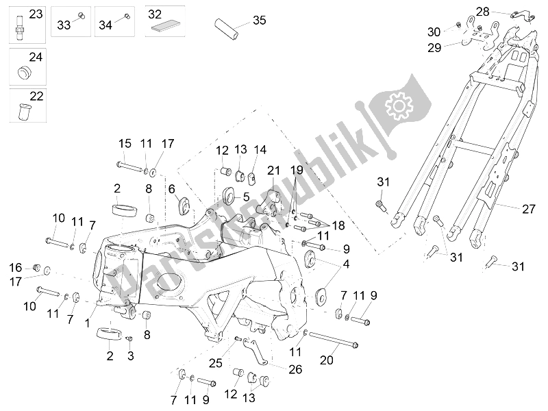 All parts for the Frame of the Aprilia RSV4 Racing Factory L E 1000 2015