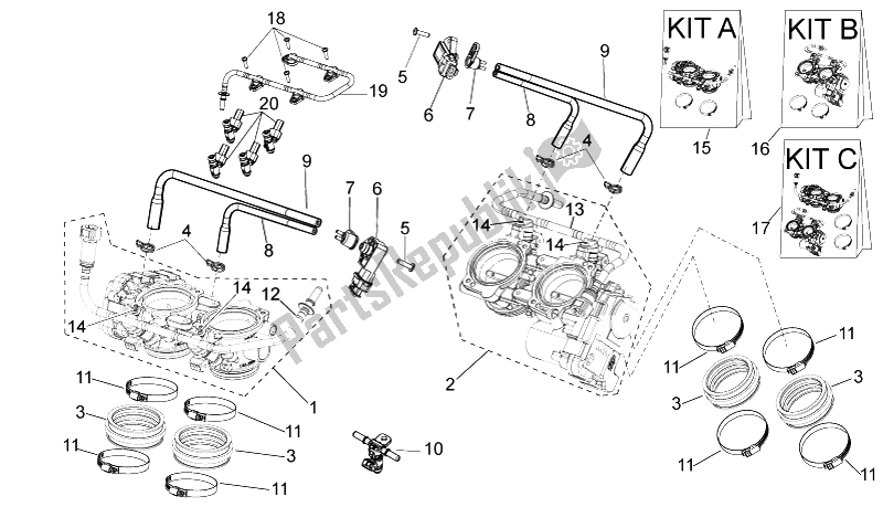 All parts for the Throttle Body of the Aprilia Tuono 1000 V4 R STD Aprc 2011