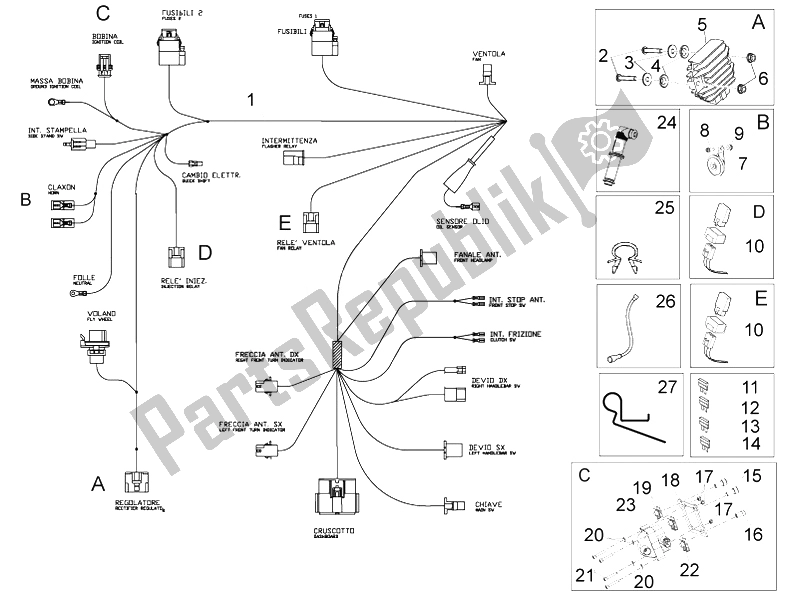 Toutes les pièces pour le Système électrique Avant du Aprilia RS4 125 4T 2011