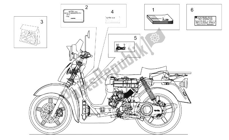 All parts for the Plate Set And Handbooks of the Aprilia Scarabeo 125 200 E2 ENG Piaggio 2003