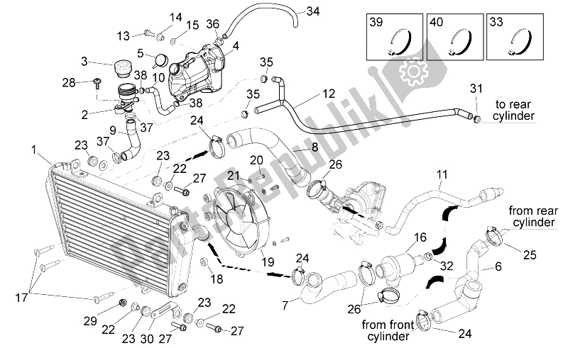All parts for the Cooling System of the Aprilia Dorsoduro 750 ABS 2008