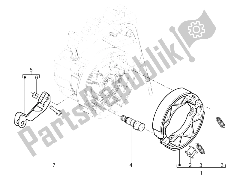 Alle Teile für das Hinterradbremse - Bremsbacke des Aprilia SR Motard 125 4T E3 2012