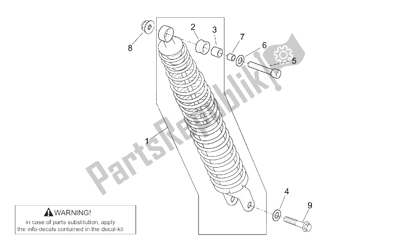 Tutte le parti per il Ammortizzatore Posteriore del Aprilia Scarabeo 125 150 200 ENG Rotax 1999