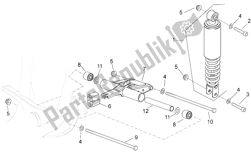 Toutes les pièces pour le R. Shock Absorber-connect. Barre du Aprilia Scarabeo 50 2T E2 NET 2010