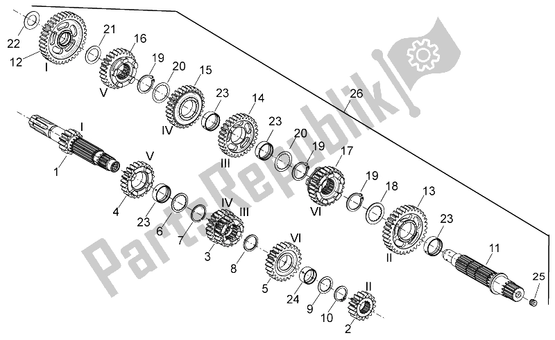 Todas as partes de Caixa De Velocidade do Aprilia Shiver 750 2007