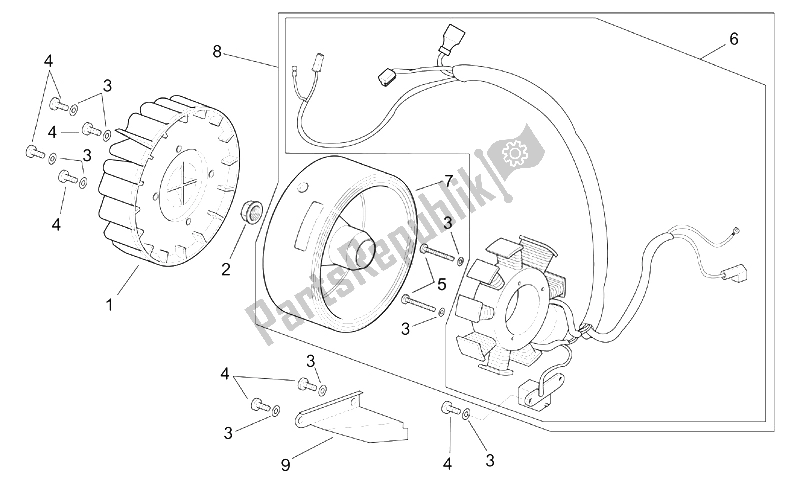 All parts for the Magneto of the Aprilia SR 125 150 1999