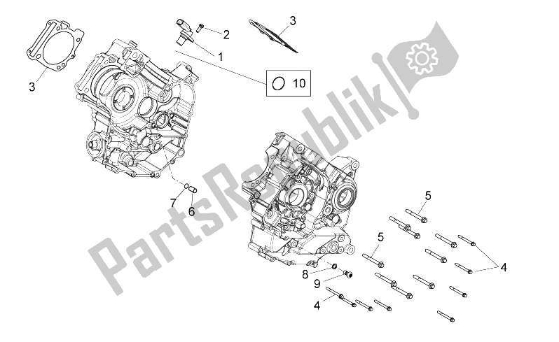 All parts for the Crankcases Ii of the Aprilia Dorsoduro 750 Factory ABS 2010