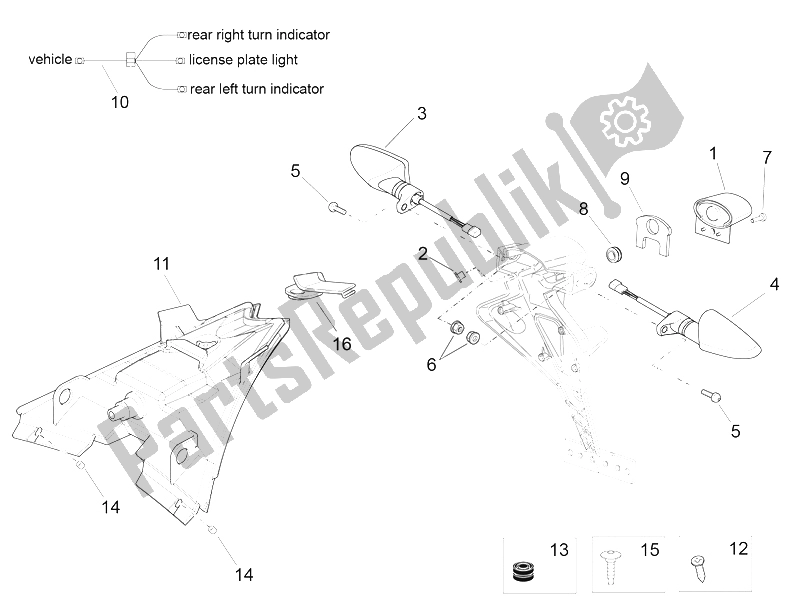 Tutte le parti per il Luci Posteriori del Aprilia RSV4 RR USA 1000 2016