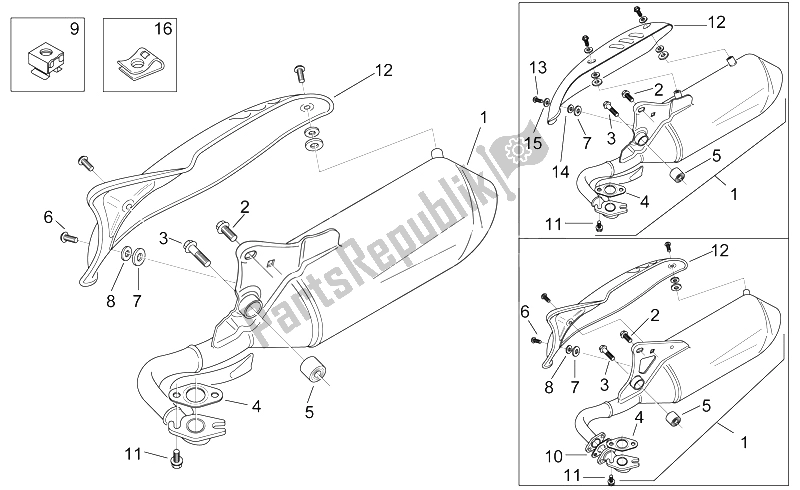 Todas las partes para Tubo De Escape de Aprilia Scarabeo 50 2T ENG Minarelli 1998