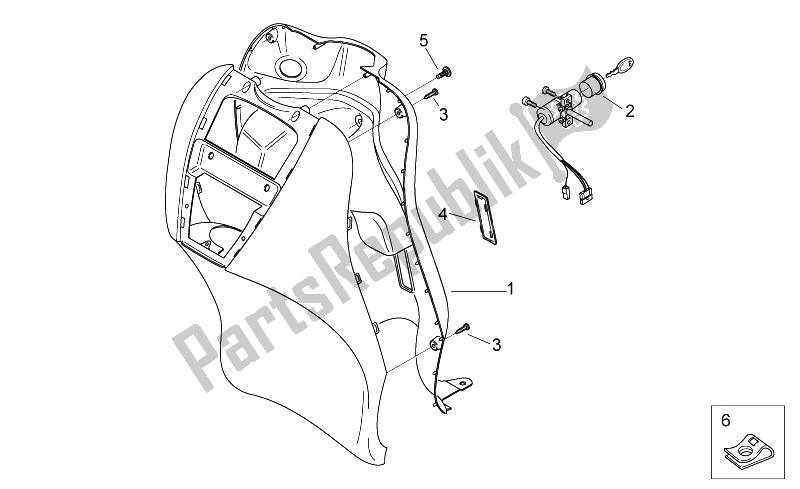 All parts for the Front Body V - Internal Shield of the Aprilia Scarabeo 50 2T E2 ENG Piaggio 2010