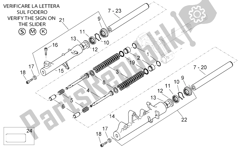 Tutte le parti per il Forcella Anteriore Ii del Aprilia Atlantic 125 E3 2010