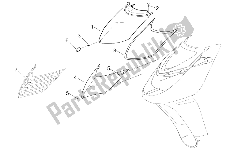 Alle Teile für das Frontkörper Iii - Frontverkleidung des Aprilia Sonic 50 AIR 1998