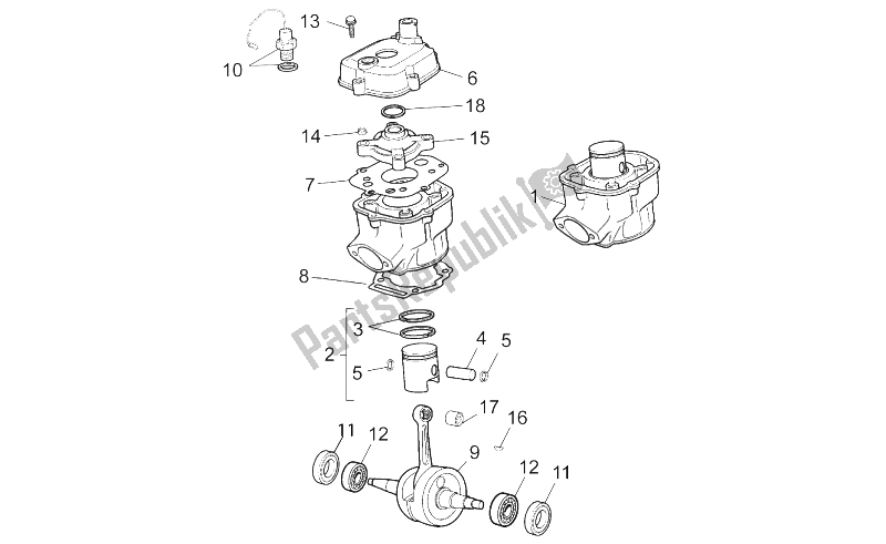 Alle onderdelen voor de Cilinder van de Aprilia RX 50 2014
