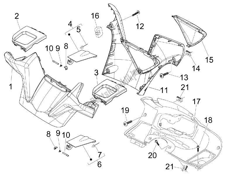 All parts for the Handlebars Coverages of the Aprilia SR 300 MAX 2011