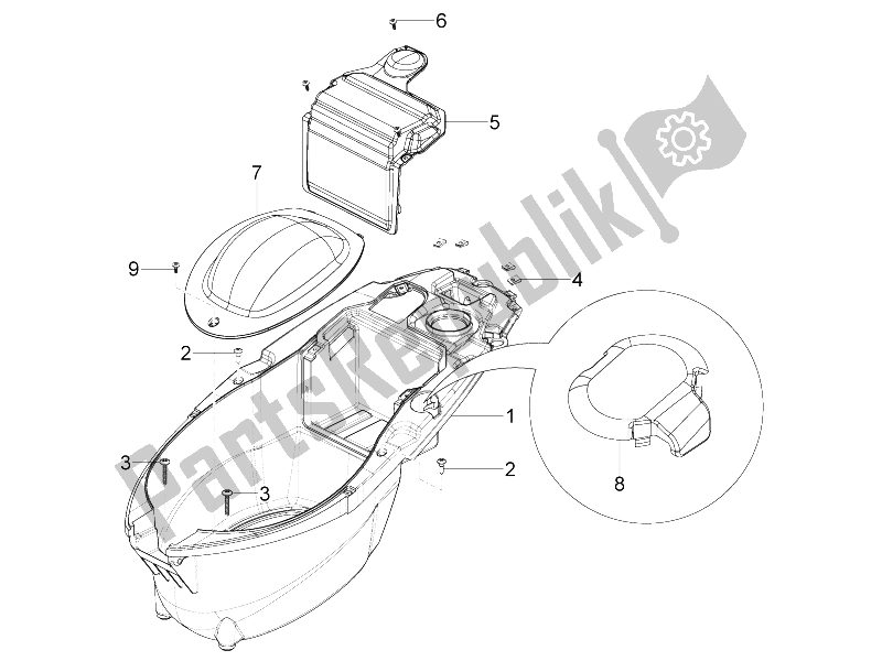 Todas las partes para Carcasa Del Casco - Debajo Del Sillín de Aprilia SR Motard 50 4T 4V 2013