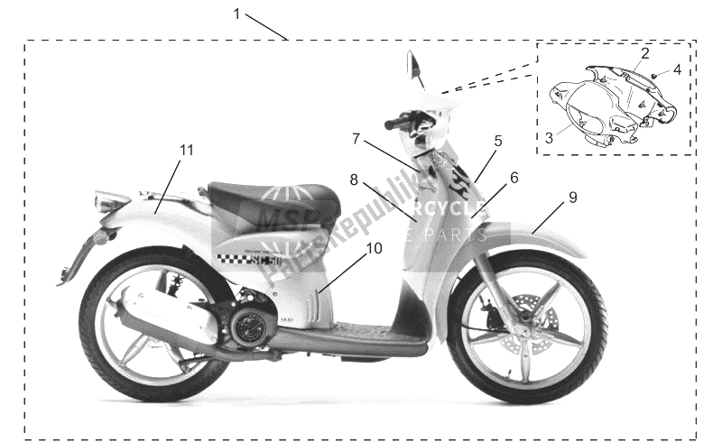 All parts for the Acc.-special Body Parts of the Aprilia Scarabeo 50 2T ENG Minarelli 1998