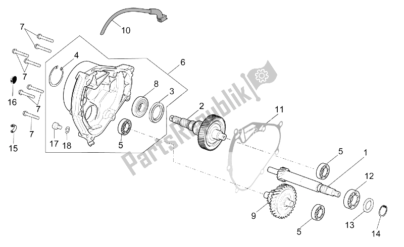 Toutes les pièces pour le Transmission Transmission Finale du Aprilia Mojito 125 150 2003