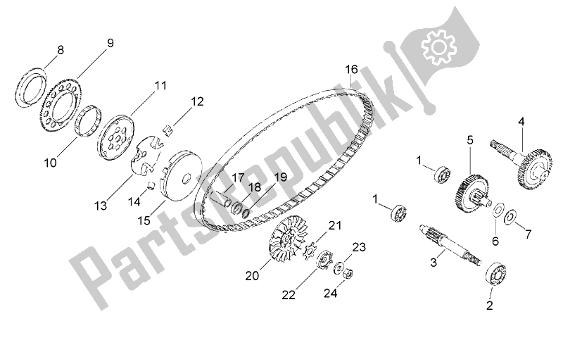 All parts for the Variator - Transmission Final Drive of the Aprilia Scarabeo 50 2T ENG Minarelli 1993