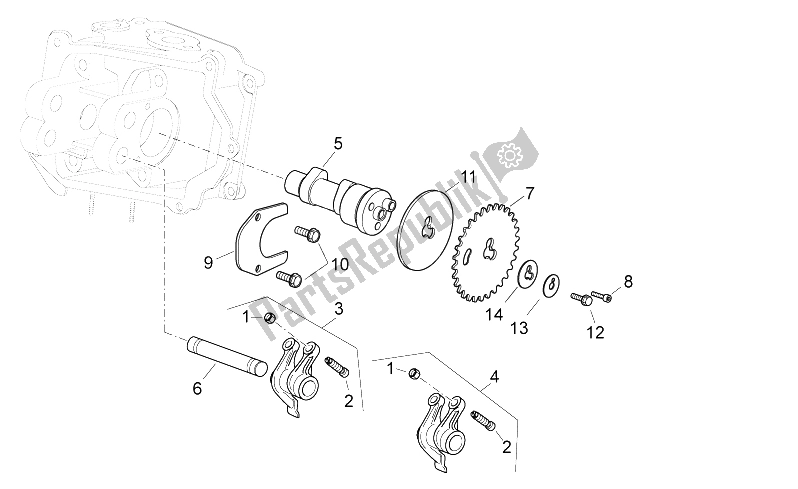 All parts for the Camshaft of the Aprilia Sport City Street 125 4T 4V E3 2012