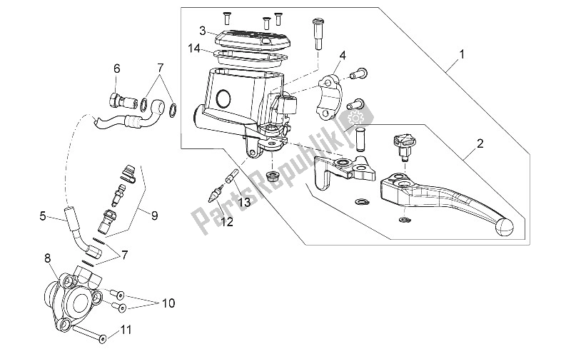 All parts for the Clutch Pump of the Aprilia Shiver 750 EU 2010