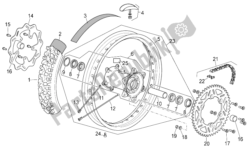 All parts for the Rear Wheel of the Aprilia RXV 450 550 Street Legal 2009