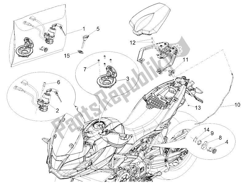 All parts for the Locks of the Aprilia Caponord 1200 Carabinieri 2015