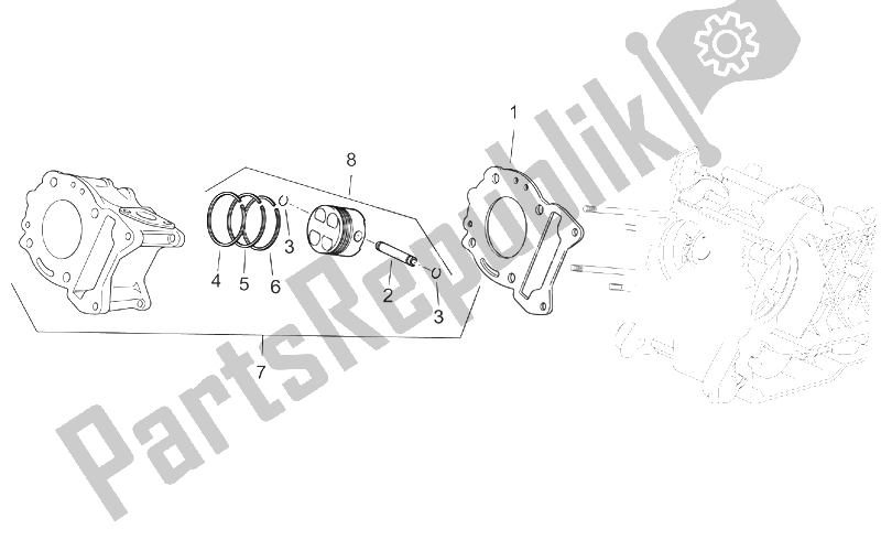 Todas las partes para Cilindro de Aprilia Atlantic 125 200 250 2003