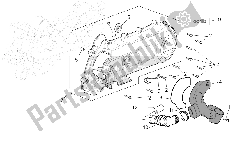 All parts for the Variator Cover of the Aprilia Scarabeo 50 4T 4V 2014