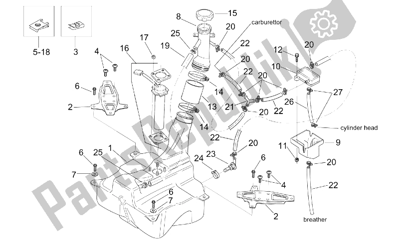 Tutte le parti per il Serbatoio Di Carburante del Aprilia Mojito Custom 50 2T ENG Aprilia 1999