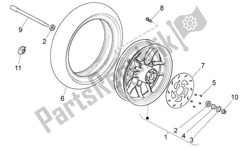 Todas las partes para Rueda Delantera de Aprilia Sport City ONE 50 2T 2V E3 2008