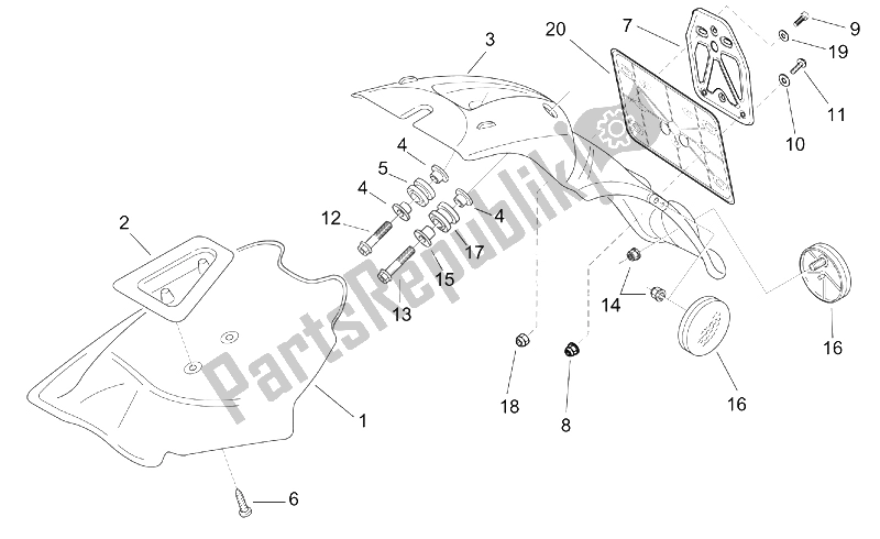 Todas las partes para Cuerpo Trasero Iii - Guardabarros de Aprilia Scarabeo 50 2T ENG Minarelli 2000