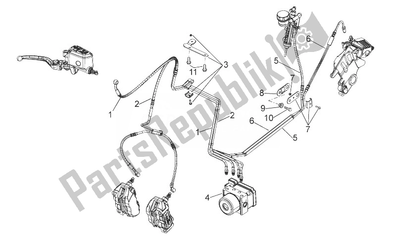 All parts for the Abs Brake System of the Aprilia Shiver 750 EU 2014