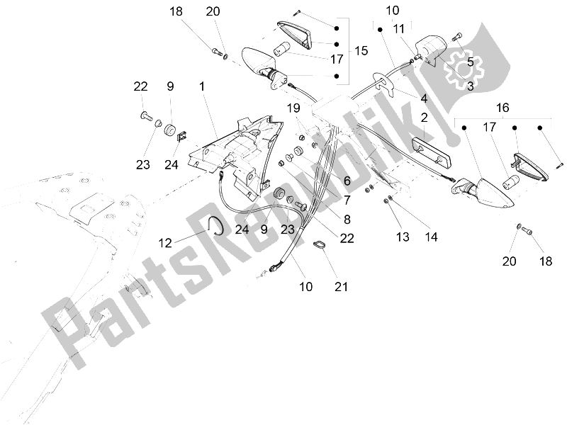 All parts for the Rear Lights of the Aprilia Caponord 1200 Carabinieri 2015