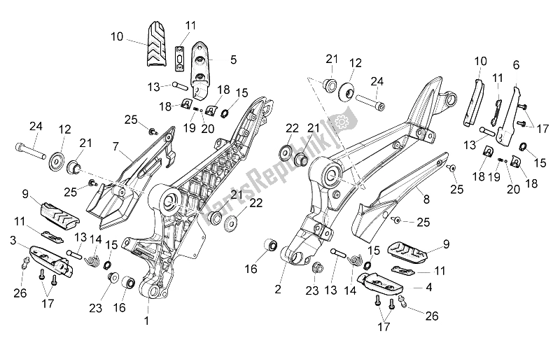 All parts for the Foot Rests of the Aprilia NA 850 Mana 2007