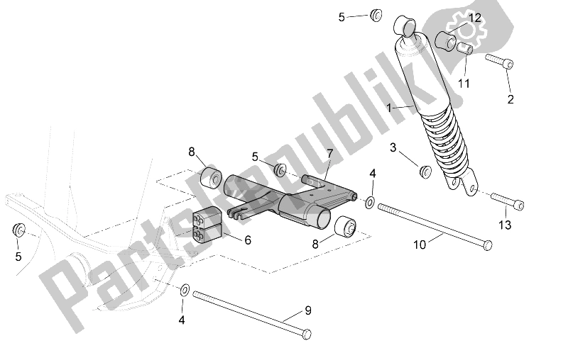 Toutes les pièces pour le R. Shock Absorber-connect. Barre du Aprilia Scarabeo 100 4T E3 NET 2009